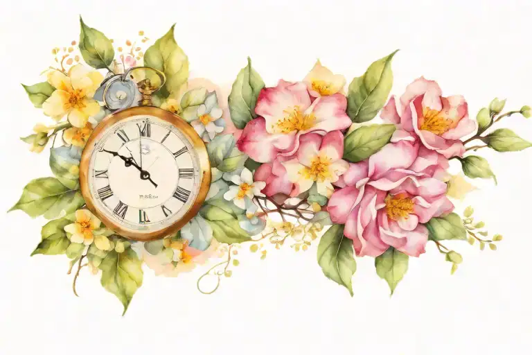 Clock And Primroses