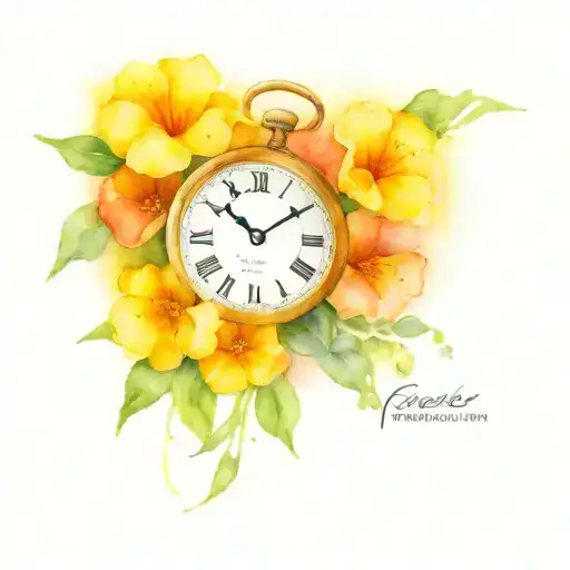 Small Clock And Primroses