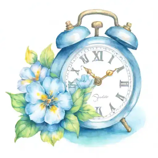 Small Clock And Primroses