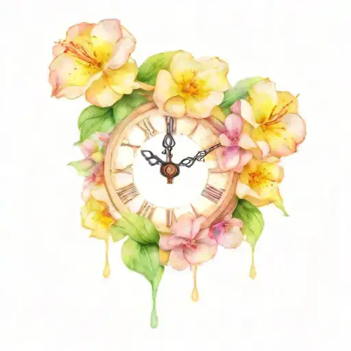 Small Clock And Primroses