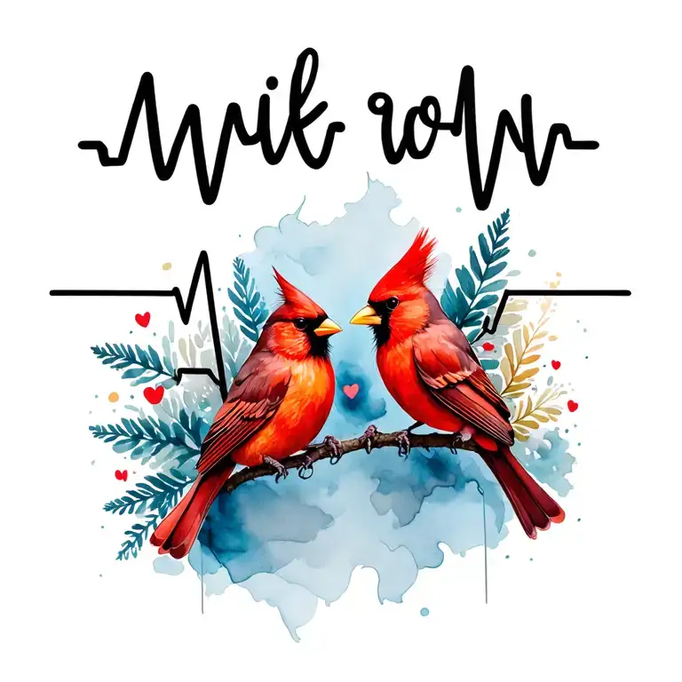 Cardinal With Heartbeat Line