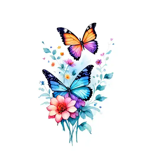 Butterflies And Flowers Forming