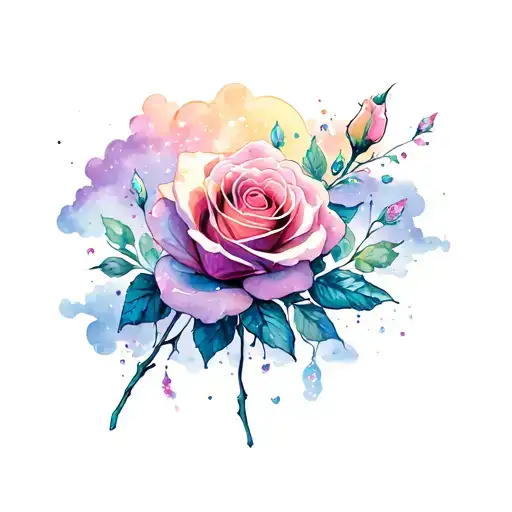 Full Sleeve Arm Tattoo Roses With Glitter Shining Clouds