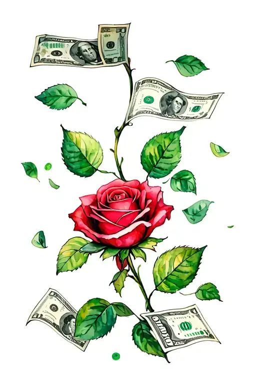 A Rose With Money Falling