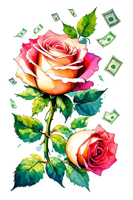 A Rose With Money Falling