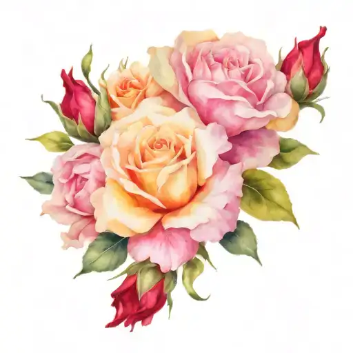 Rose And Carnation Flower Intertwined