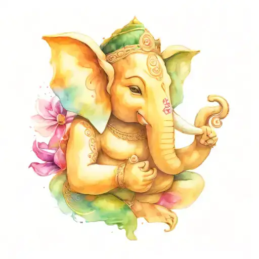Ganesha Portrait With Water Color