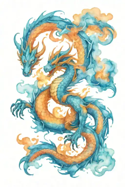 Blue Dragon Breathing Galaxy Flame