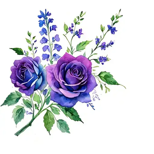 Larkspur And Violet And Roses Intertwined