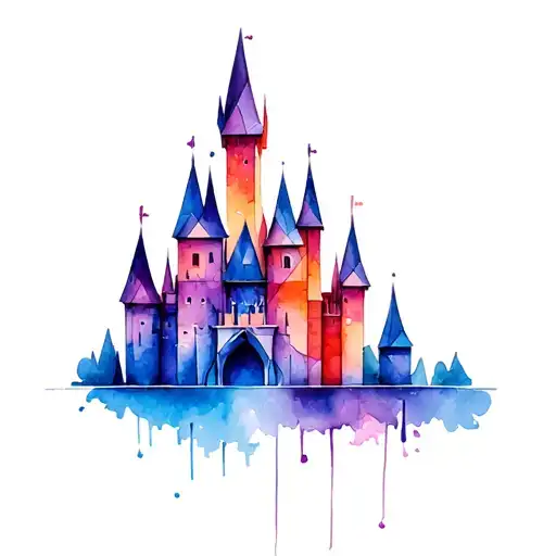 Disney Chateau In Origami With Colored Stain