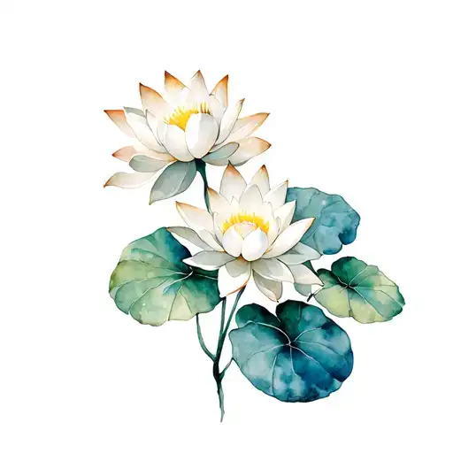 Eight Leaf White Lotus Flower Growing