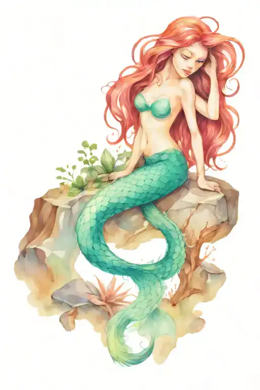 Mermaid Sitting On A Rock