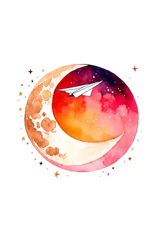 Moon And Paper Airplane