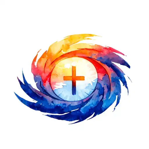 Hurricane Logo With Cross Symbolizing Eye Of Storm