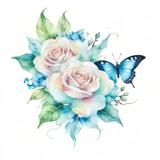 Roses And Butterflies Fluttering