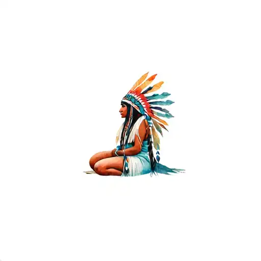 Native American Head Dress Sitting Alone