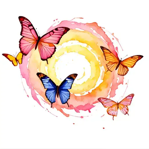 Butterflies Coming Out Of A Spiral Of Life