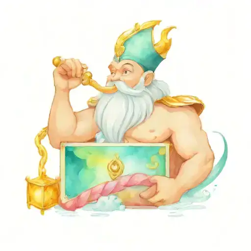 King Triton Holding A Treasure Chest