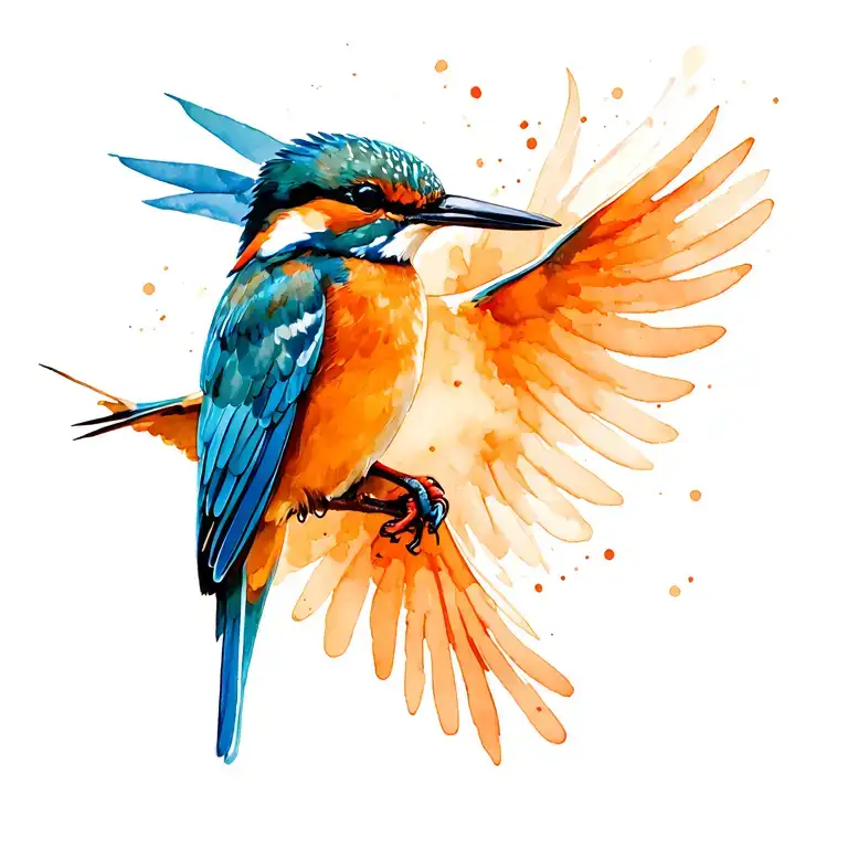 A Small Flying Kingfisher In Realistic Colors