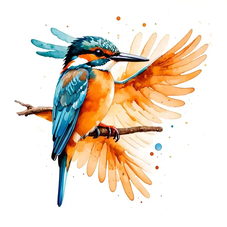 A Small Flying Kingfisher In Realistic Colors
