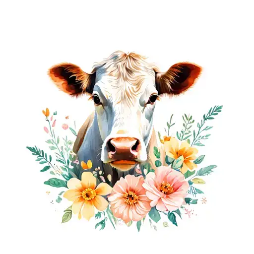 802 Number Cow Print Flowers Surrounding
