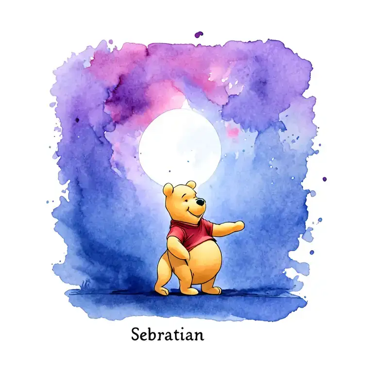 Winnie The Pooh Character Sebastian Name Written Underneath