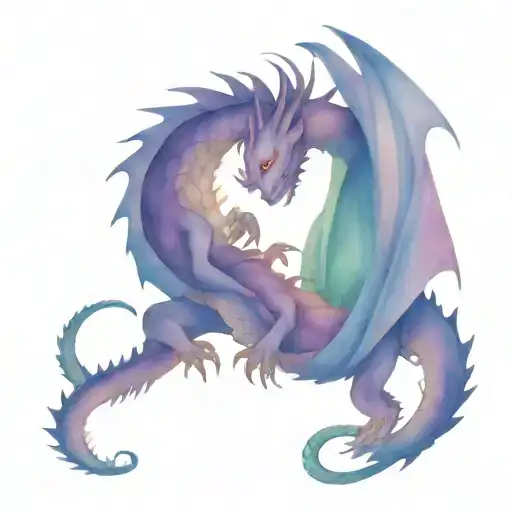 Female And Male Dragon Intertwined Representing