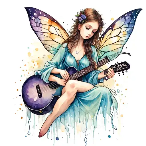 A Fairy Playing A Guitar With A Gothic Twist