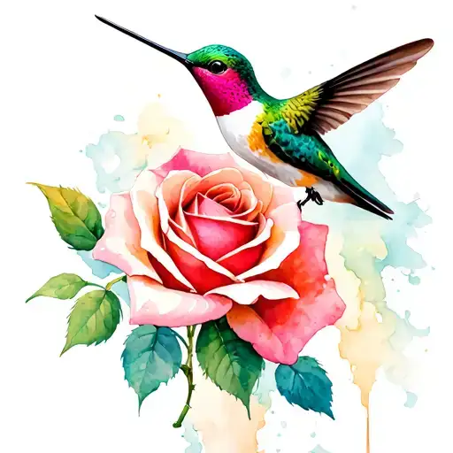 Rose And Hummingbird