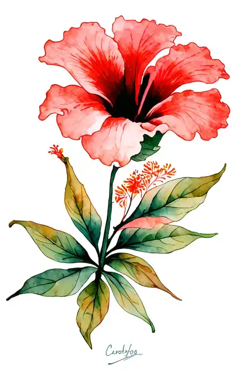 Red Ink Hibiscus Flower