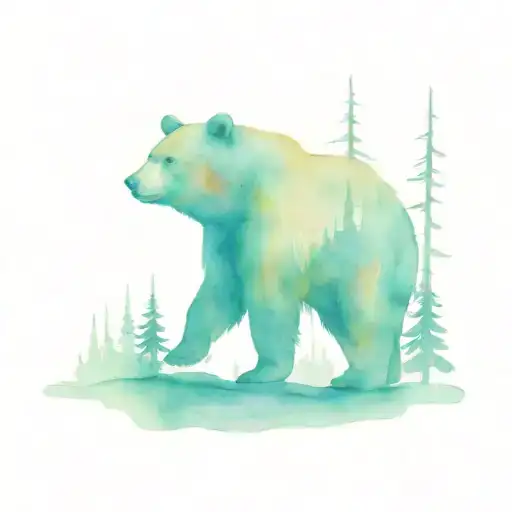 Bear Walking With The Woods Inside Body