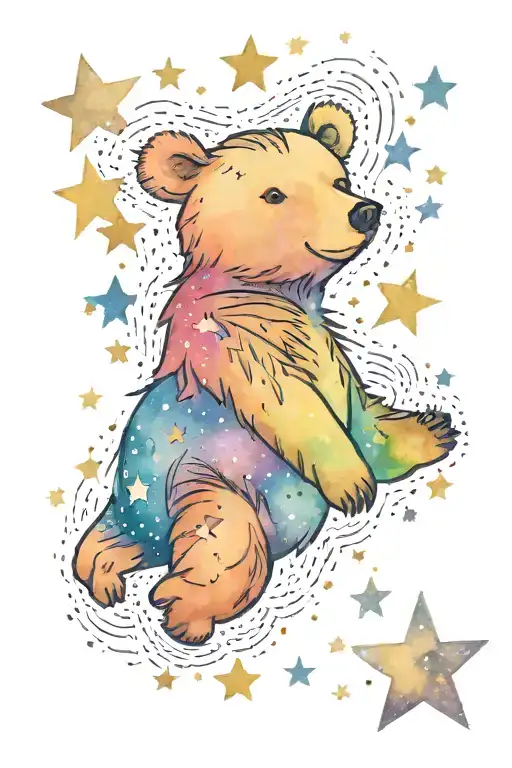 Bear And Stars Representing Strength