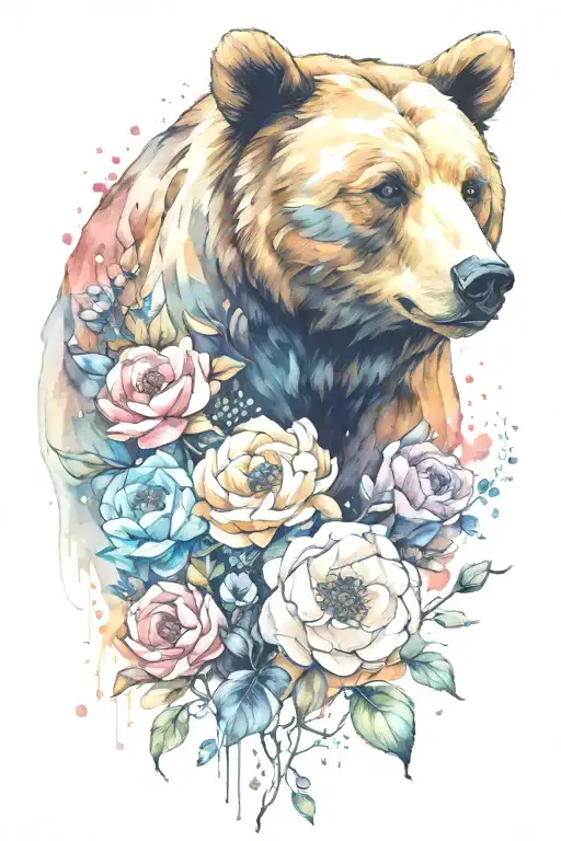 Bear Flowers Intertwined