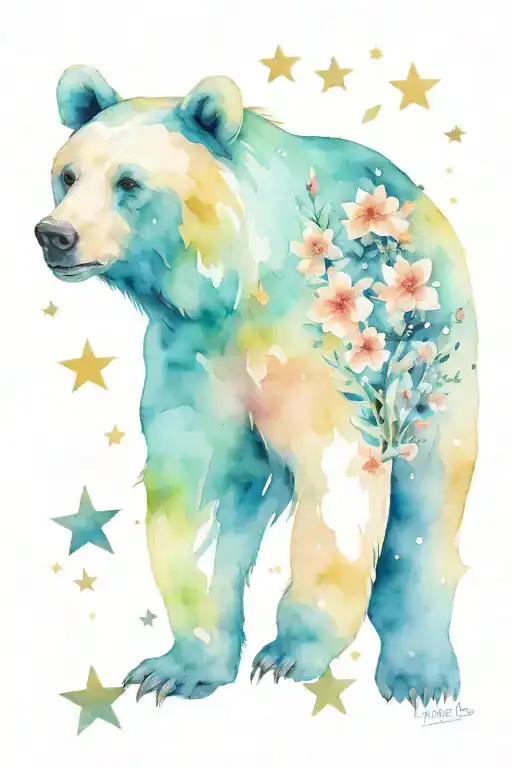 Bear Stars Flowers