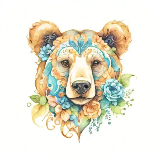 Paisley Bear Head Flowers Wrapped