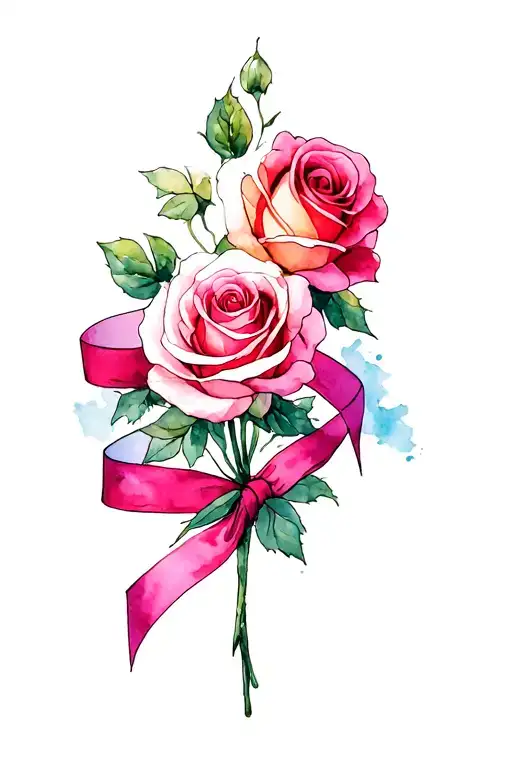Roses With Ribbon Wrapped