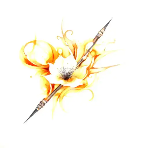 An Elegant Sewing Needle Intertwined With A Flowing Water Stream