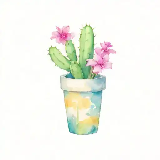 Bougainvillea With Cactus In Pot