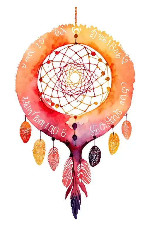 Life Tree Or Dream Catcher With Fingerprints From Family Members And Their Respective Birth Years