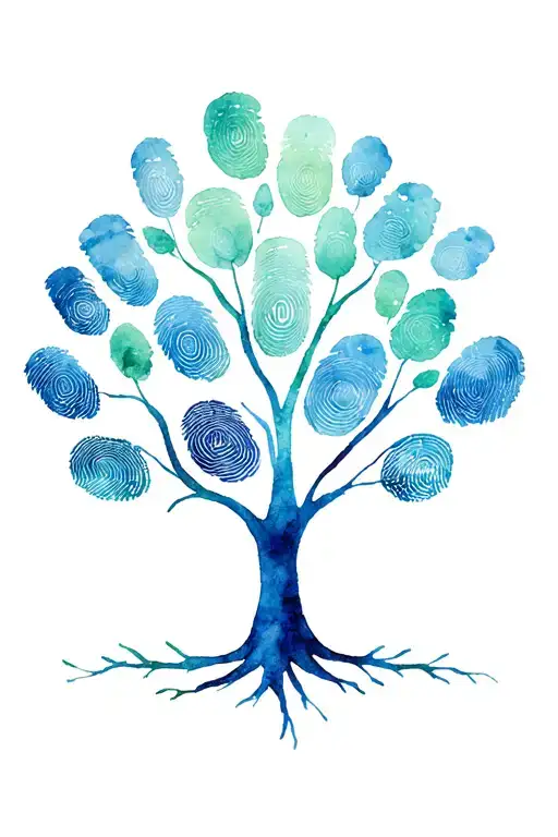 Life Tree With Fingerprints From Family Members And Their Respective Birth Years