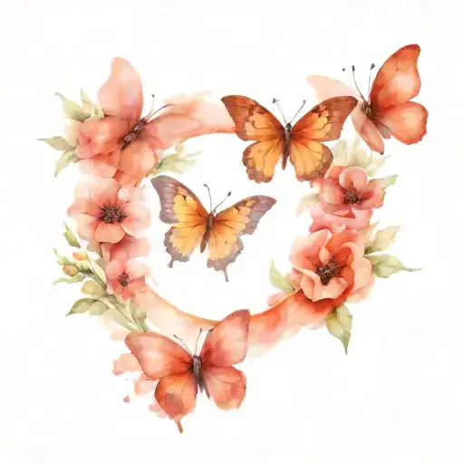 3 Butterflies In Poppies With Infinity Sign