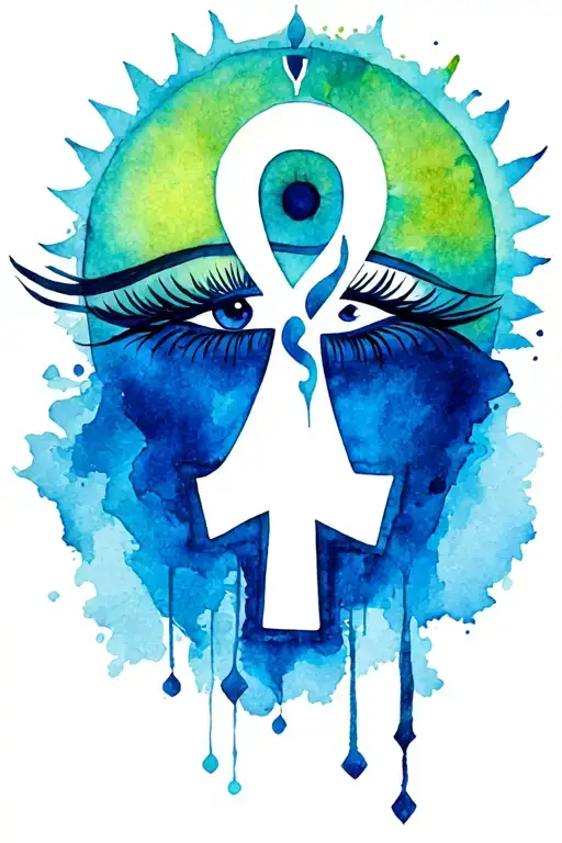 Zia Sun And Ankh Symbol With Eye