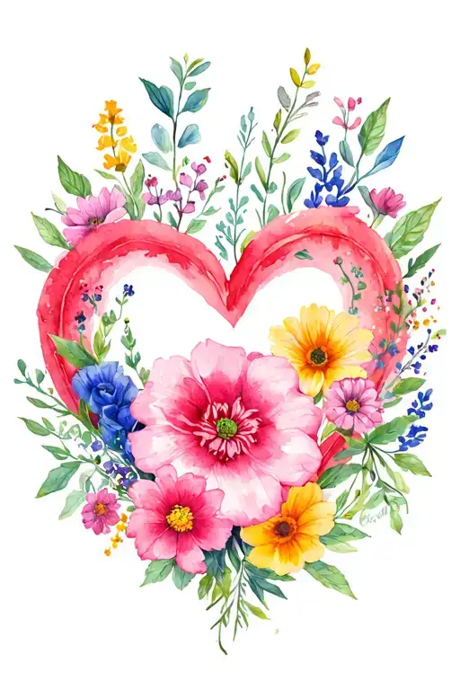 Birth Flowers In An Open Heart Shape Surrounded