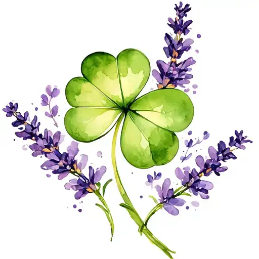 4 Leaf Clover With Lavender Flower