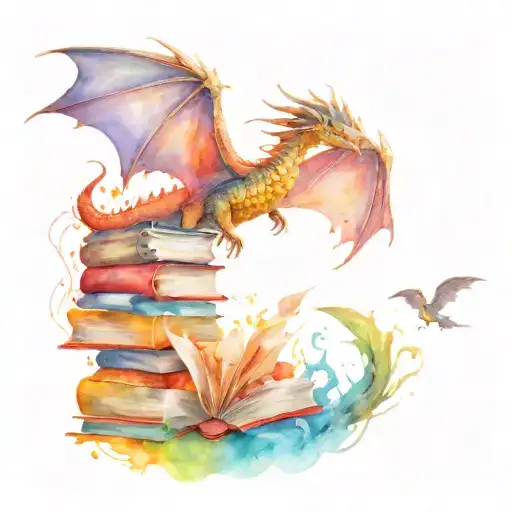 Books And Dragons Flying Towards