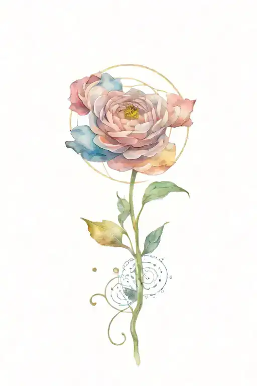 Ranunculus Flower No Stem With The Phases Of The Moon And Metatrons Cube