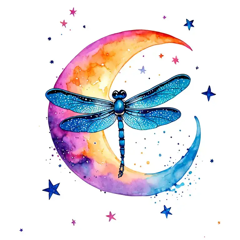 Dragonfly Moon Stars Scattered