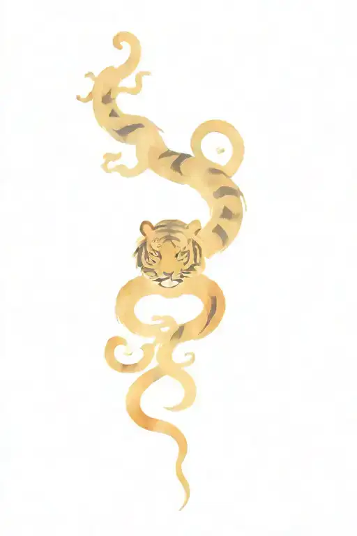 Tiger Monkey Ox Chinese Symbols Intertwined