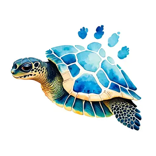 Dog Paw Print On A Sea Turtle Shell