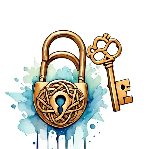 Couple Tattoo Lock And Key With Celtic Design